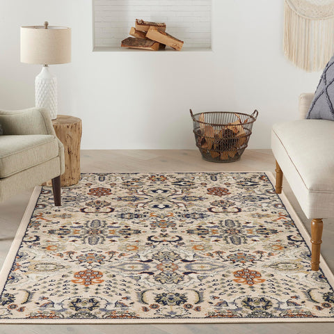 Nourison Home Allur All-over design Beige 4' x 6' Area -Rug, Easy -Cleaning, Non Shedding, Bed Room, Living Room, Dining Room, Kitchen (4x6)