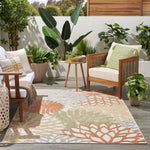 Nourison Aloha Indoor-Outdoor Ivory Multicolor 5'3" x 7'5" Area Rug, Easy Cleaning, Non Shedding, Bed Room, Living Room, Dining Room, Backyard, Deck, Patio (5x7)