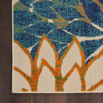 Nourison Aloha Indoor/Outdoor Blue Green 2' x 6' Area Rug, Easy Cleaning, Non Shedding, Bed Room, Living Room, Dining Room, Backyard, Deck, Patio (2x6)