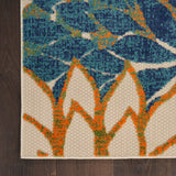 Nourison Aloha Indoor/Outdoor Blue Green 2' x 6' Area Rug, Easy Cleaning, Non Shedding, Bed Room, Living Room, Dining Room, Backyard, Deck, Patio (2x6)