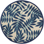 Nourison Aloha Indoor/Outdoor Navy 4' x Round Area Rug, Easy Cleaning, Non Shedding, Bed Room, Living Room, Dining Room, Backyard, Deck, Patio (4 Round)
