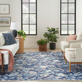 Nourison Washables Floral Navy Multicolor 4' x 6' Area -Rug, Easy -Cleaning, Non Shedding, Bed Room, Living Room, Dining Room, Kitchen (4x6)