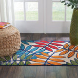 Nourison Aloha Indoor/Outdoor Multicolor 2'8" x 4' Area Rug, Tropical, Botanical, Easy Cleaning, Non Shedding, Bed Room, Kitchen, Living Room, Deck, Backyard, (3' x 4')