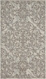 Nourison Damask Vintage Ivory/Grey 2'3" x 3'9" Area -Rug, Non Shedding, Easy -Cleaning Bed Room, Living Room, Dining Room, Kitchen (2x4)