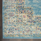 Nourison Passion Light Blue 2'2" x 10' Area Rug, Boho, Traditional, Easy Clean, Non Shedding, Bed Room, Living Room, Hallway, (10' Runner)