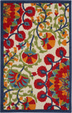 Nourison Aloha Indoor/Outdoor Red/Multi 2'8" x 4' Area Rug, Easy Cleaning, Non Shedding, Bed Room, Living Room, Dining Room, Deck, Backyard, Patio (3x4)