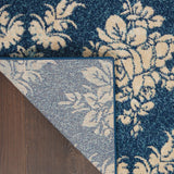 Nourison Tranquil Damask Navy/Light Blue 4' x 6' Area Rug, Easy Cleaning, Non Shedding, Bed Room, Living Room, Dining Room, Kitchen (4x6)