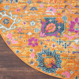 Nourison Passion Sunburst 5'3" x Round Area Rug, Boho, Moroccan, Bed Room, Living Room, Dining Room, Kitchen, Easy Cleaning, Non Shedding, (5' Round)