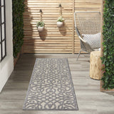 Nourison Palamos Indoor/Outdoor Cream Grey 2'2" x 7'6" Area Rug, Easy Cleaning, Non Shedding, Bed Room, Living Room, Dining Room, Backyard, Deck, Patio (2x8)