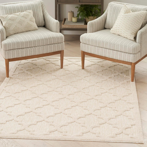 Nourison Easy Care 4' x 6' Cream Fabric Modern Area Rug (4' x 6')