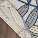 Nourison Aloha Indoor/Outdoor Ivory/Navy 4' x Round Area Rug, Easy Cleaning, Non Shedding, Bed Room, Living Room, Dining Room, Backyard, Deck, Patio (4 Round)