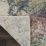 Nourison Fusion Artistic Cream/Multi 2'2" x 7'6" Area-Rug, Easy-Cleaning, Non Shedding, Bed Room, Living Room, Dining Room, Kitchen (2x7)