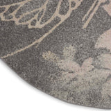 Nourison Tranquil Floral Grey/Pink 5'3" x Round Area -rug, Easy -cleaning, Non Shedding, Bed Room, Living Room, Dining Room, Kitchen (5 Round)