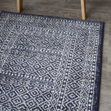 Nourison Royal Moroccan Distressed Bohemian Navy/Grey 2'2" x 3'9" Area Rug (2'x4'), NAVGY