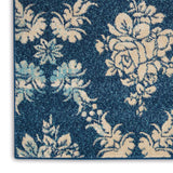 Nourison Tranquil Damask Navy/Light Blue 5'3" x 7'3" Area-Rug, Easy-Cleaning, Non Shedding, Bed Room, Living Room, Dining Room, Kitchen (5x7)