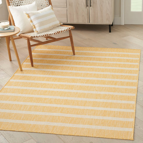 Nourison Positano Indoor/Outdoor Yellow Ivory 4' x 6' Area -Rug, Easy -Cleaning, Non Shedding, Bed Room, Living Room, Dining Room, Deck, Backyard, Patio (4x6)