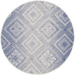 Nourison Whimsicle Tribal Ivory Blue 5' x Round Area Rug, Easy Cleaning, Non Shedding, Bed Room, Living Room, Dining Room, Kitchen (5 Round)