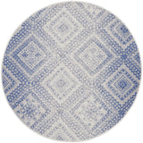 Nourison Whimsicle Tribal Ivory Blue 5' x Round Area Rug, Easy Cleaning, Non Shedding, Bed Room, Living Room, Dining Room, Kitchen (5 Round)