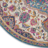 Nourison Passion Ivory/Multi 4' x Round Area -Rug, Farmhouse, Transitional, Bed Room, Living Room, Dining Room, Kitchen, Easy -Cleaning, Non Shedding, (4' Round)