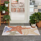 Nourison Aloha Indoor/Outdoor Ivory Multicolor 2'8" x 4' Area Rug, Easy Cleaning, Non Shedding, Bed Room, Living Room, Dining Room, Backyard, Deck, Patio (3x4)