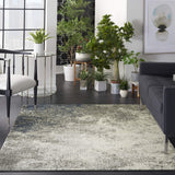 Nourison Passion Charcoal/Ivory 1'10'' x 2'10'' Area--Rug, Modern, Abstract, Easy--Cleaning, Non Shedding, Bed Room, Living Room, Dining Room, Kitchen, (2' x 3')