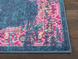 Nourison Passion Blue 2'2" x 10' Area Rug, Boho, Traditional, Easy Clean, Non Shedding, Bed Room, Living Room, Hallway, (10' Runner)