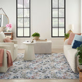 Nourison Washables Floral Grey Multicolor 5'2" x 7' Area -Rug, Easy -Cleaning, Non Shedding, Bed Room, Living Room, Dining Room, Kitchen (5x7)" }