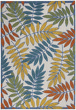 Nourison Aloha Indoor/Outdoor Tropical Botanical Ivory/Multi 3'6" x 5'6" Area Rug, (4' x 6')