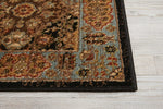 Nourison Delano Traditional Black/Blue 2' x 3' Area-Rug, Easy-Cleaning, Non Shedding, Bed Room, Living Room, Dining Room, Kitchen (2x3)