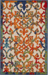 Nourison Aloha Indoor/Outdoor Multicolor 2'8" x 4' Area Rug, Transitional, French Country, Easy Cleaning, Non Shedding, Bed Room, Kitchen, Living Room, Deck, Backyard, (3' x 4')