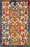 Nourison Aloha Indoor/Outdoor Multicolor 2'8" x 4' Area Rug, Transitional, French Country, Easy Cleaning, Non Shedding, Bed Room, Kitchen, Living Room, Deck, Backyard, (3' x 4')