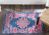 Nourison Passion Blue 22" x 34" Area Rug, Boho, Traditional, Easy Clean, Non Shedding, Bed Room, Living Room, Hallway, (2' x 3')