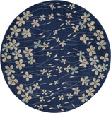 Nourison TRA04 Tranquil Bohemian Floral Navy Area Rug 5'XROUND, 5'3" x Round