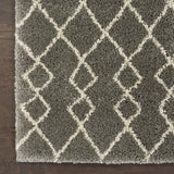 Nourison Geometric Shag Moroccan Silver 2'2" x 3'9" Area -Rug, Easy -Cleaning, Non Shedding, Bed Room, Living Room, Dining Room, Kitchen (2x4)