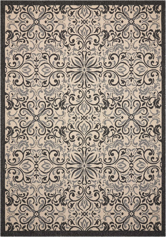 Nourison Caribbean Transitional Ivory/Charcoal 2'3" x 7'6" Area -Rug, Easy -Cleaning, Non Shedding, Bed Room, Living Room, Dining Room, Kitchen (2x7)