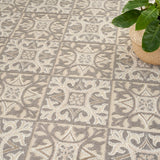 Nourison Aloha Indoor-Outdoor Ivory/Grey 3'6" x 5'6" Area Rug, Easy Cleaning, Non Shedding, Bed Room, Living Room, Dining Room, Kitchen (4x6)
