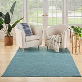 Nourison Practical Solutions Indoor/Outdoor Aqua 5' x 7' Area Rug, Easy Cleaning, Non Shedding, Bed Room, Living Room, Dining Room, Backyard, Deck, Patio (5x7)