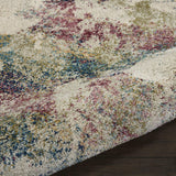 Nourison Fusion Artistic Cream/Multi 2'2" x 7'6" Area-Rug, Easy-Cleaning, Non Shedding, Bed Room, Living Room, Dining Room, Kitchen (2x7)
