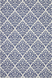 Nourison Grafix Damask White/Blue 6' x 9' Area -Rug, Easy -Cleaning, Non Shedding, Bed Room, Living Room, Dining Room, Kitchen (6x9)