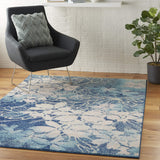 Nourison TRA08 Tranquil Floral Contemporary Navy/Pink Area Rug 4' X 6', 4 ft x 6 ft