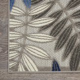 Nourison Aloha Indoor/Outdoor Grey/Blue 2'3" x 10' Area Rug, Easy Cleaning, Non Shedding, Bed Room, Living Room, Dining Room, Backyard, Deck, Patio (2x10)
