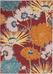 Nourison Allur Red Multicolor 5'3" x 7'3" Area Rug, Modern, Floral, Bed Room, Living Room, Dining Room, Kitchen, Easy Cleaning, Non Shedding, (5' x 7')