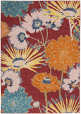 Nourison Allur Red Multicolor 5'3" x 7'3" Area Rug, Modern, Floral, Bed Room, Living Room, Dining Room, Kitchen, Easy Cleaning, Non Shedding, (5' x 7')