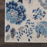 Nourison Tranquil 2'3" x 7'3" Area Rug, Easy Clean, Non Shedding, Bed, Living, Dining Room, Kitchen (2x7), Ivory/Light Blue