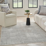 Nourison Glam Abstract Silver Grey 3'11" x 5'11" Area Rug, Easy Cleaning, Non Shedding, Bedroom, Living Room, Dining Room, Backyard, Deck, Patio