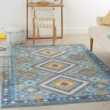 Nourison Passion Transitional Blue/Multicolor 3'9" x 5'9" Area Rug, Easy Clean, Non Shedding, Bed Room, Living Room, Dining Room, Kitchen (4x6)