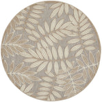 Nourison Aloha Indoor/Outdoor Natural 5'3" x Round Area Rug, Easy Cleaning, Non Shedding, Bed Room, Living Room, Dining Room, Backyard, Deck, Patio (5 Round)