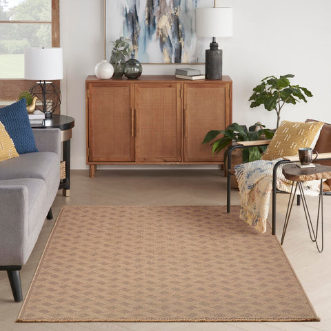 Nourison Washable Organic Geometric Natural 5'3" x 7'3" Area -Rug, Easy -Cleaning, Non Shedding, Bed Room, Living Room, Dining Room, Kitchen (5x7)