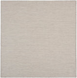Nourison Courtyard Indoor/Outdoor Ivory/Silver 6' x 6' Square Area Rug, Easy Cleaning, Non Shedding, Bed Room, Living Room, Dining Room, Backyard, Deck, Patio (6 Square)