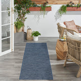 Nourison Practical Solutions Outdoor Navy Blue 2'2" x 8' Area Rug, Easy Cleaning, Non Shedding, Bed Room, Living Room, Dining Room, Deck, Backyard, Patio (2x8)